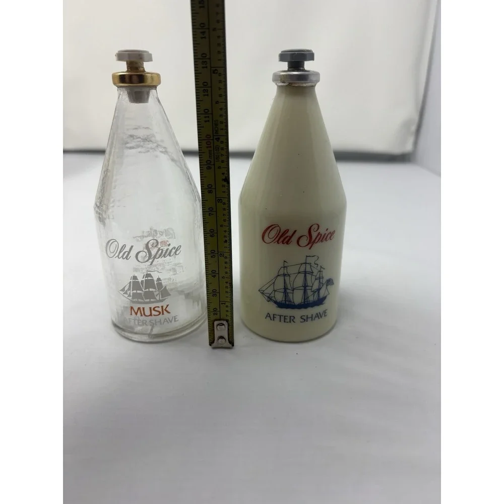 Vintage Old Spice Original Musk Milk Glass After Shave 4.25oz Star Tops Empty